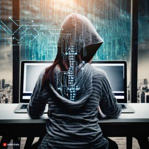 AI threat: Computer hacker doing dirty deeds