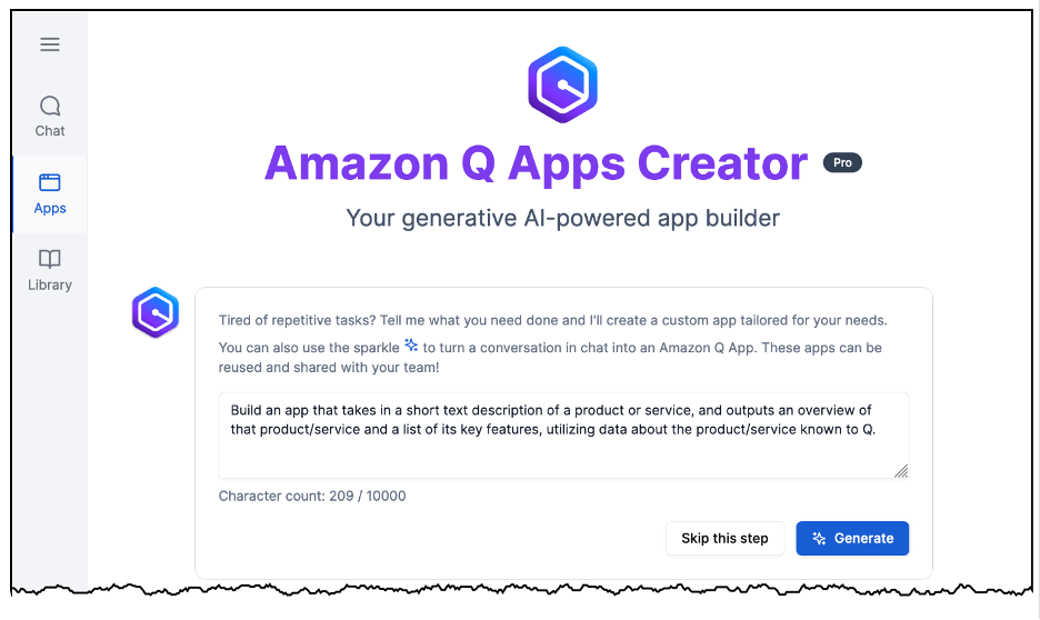 AWS's GenAI stack, Amazon Q Apps Creator