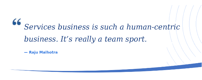 Graphic quote from Raju Malhotra at Certinia on how AI in PSA is human-centric.